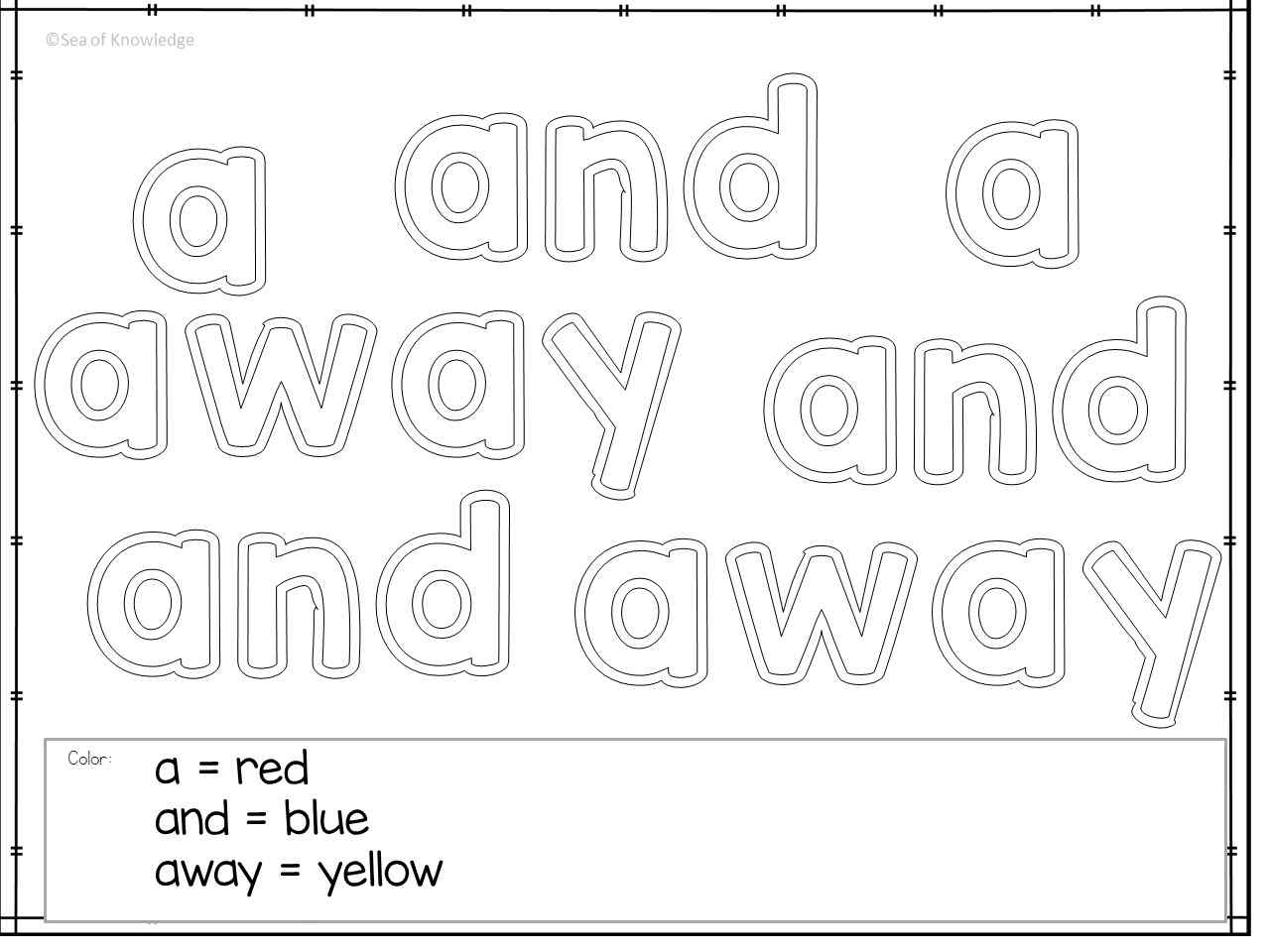 Sight word coloring pages free set of no prep simple printables