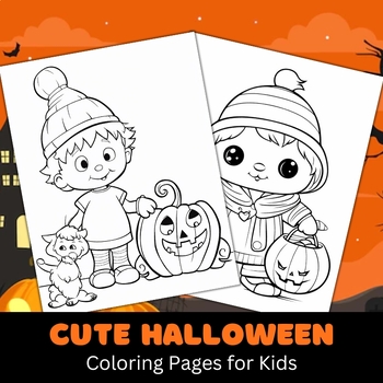 Cute and adorable halloween coloring pages for kids age