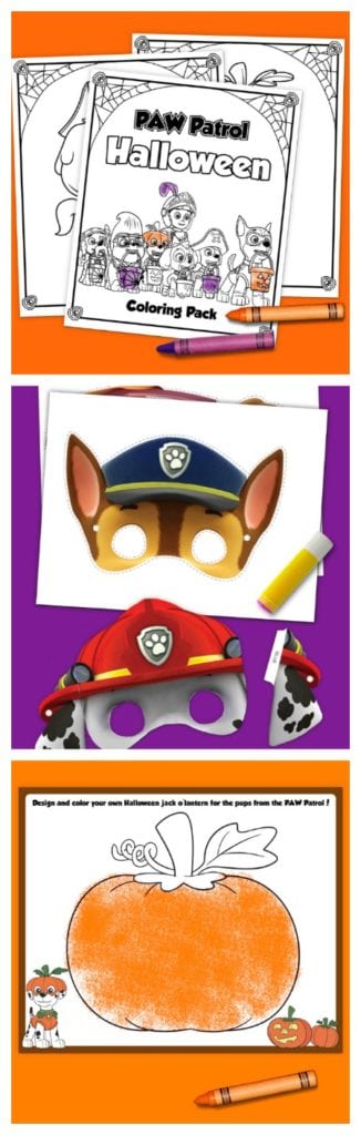 Printable paw patrol halloween coloring pack