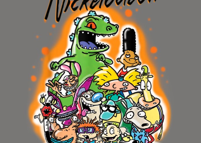 Nickelodeon classic nick s urbanpray paint character greeting card by taksh hayden