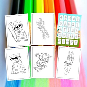Printable rocket power coloring pages collection dive into extreme sports