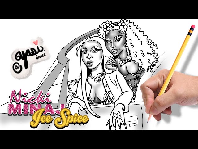 Drawing ice spice and nicki minaj barbie sketch with me part of