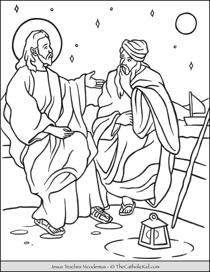 Jesus teaches nicodemus coloring page