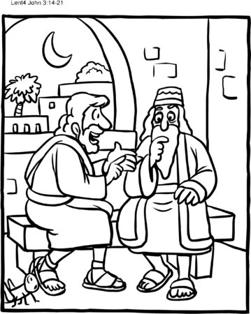 Coloring page jesus and nicodemus