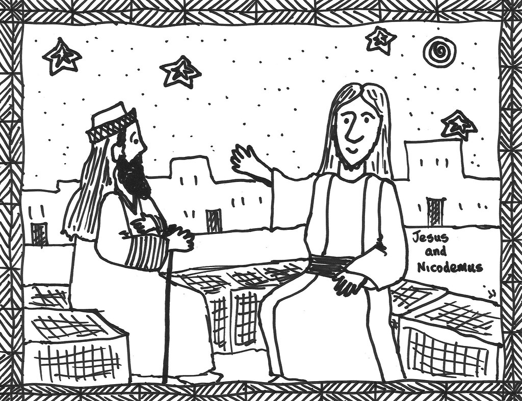 Lentcol jesus and nicodemus coloring page