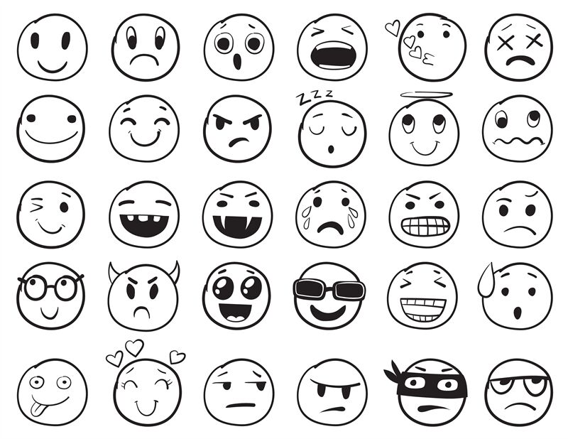 Doodle emoji set doodles image pictograms smile emotion funny faces by smartstartstocker