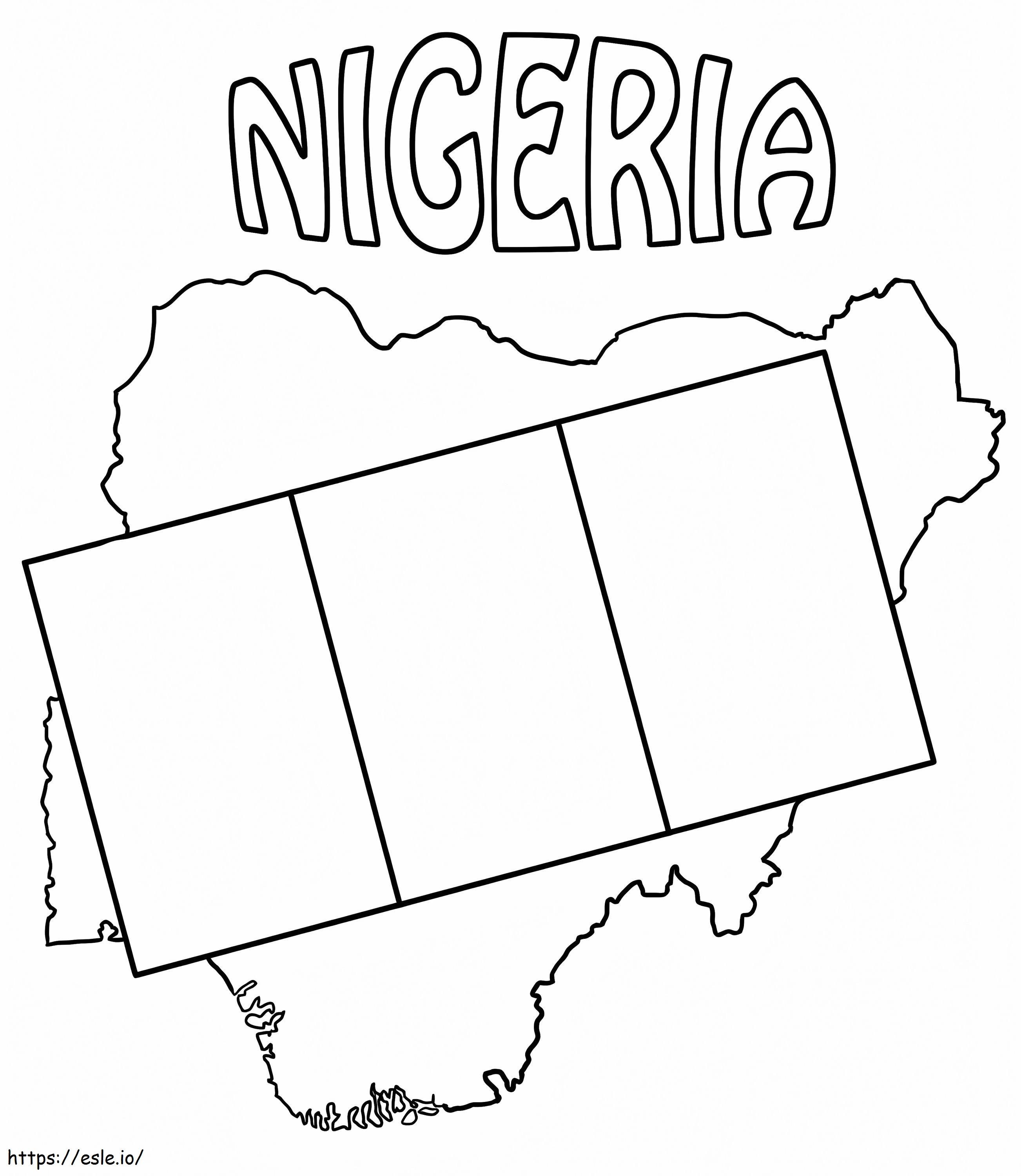 Nigeria map and flag coloring page