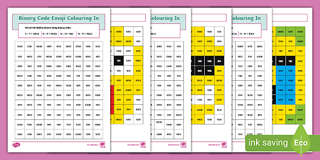 Binary colour coding worksheet