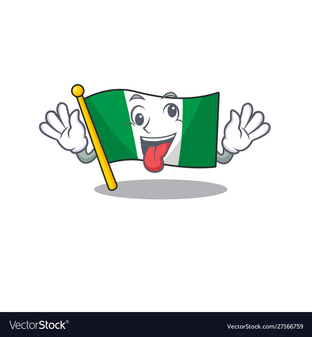 Crazy nigeria flag folded in cartoon drawer vector image