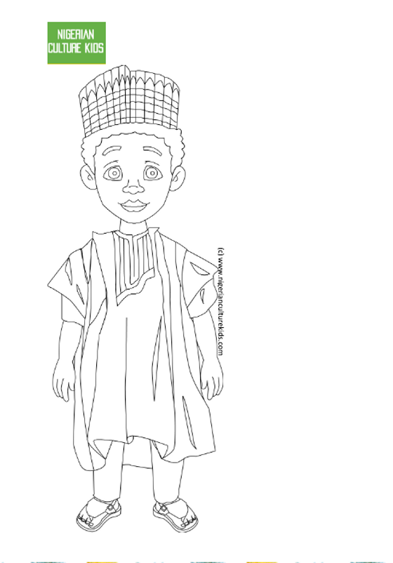 Nigerian culture kids colouring pages