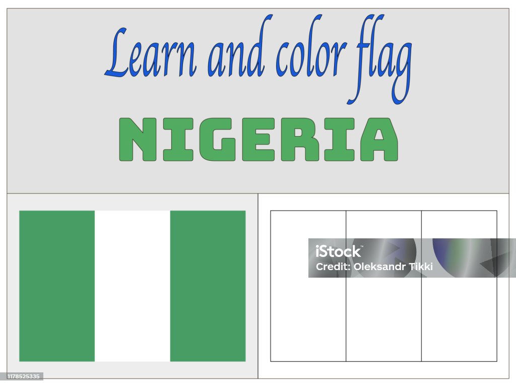 Nigeria national flag coloring book for education and learning original colors and proportion simply vector illustration from countries flag set stock illustration