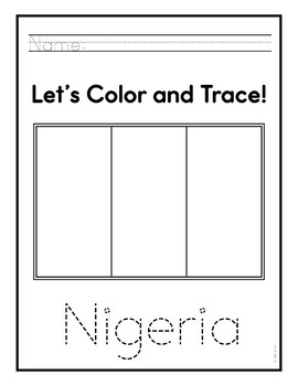 Nigeria posters trace color sheets nigeria flag printable coloring sheets