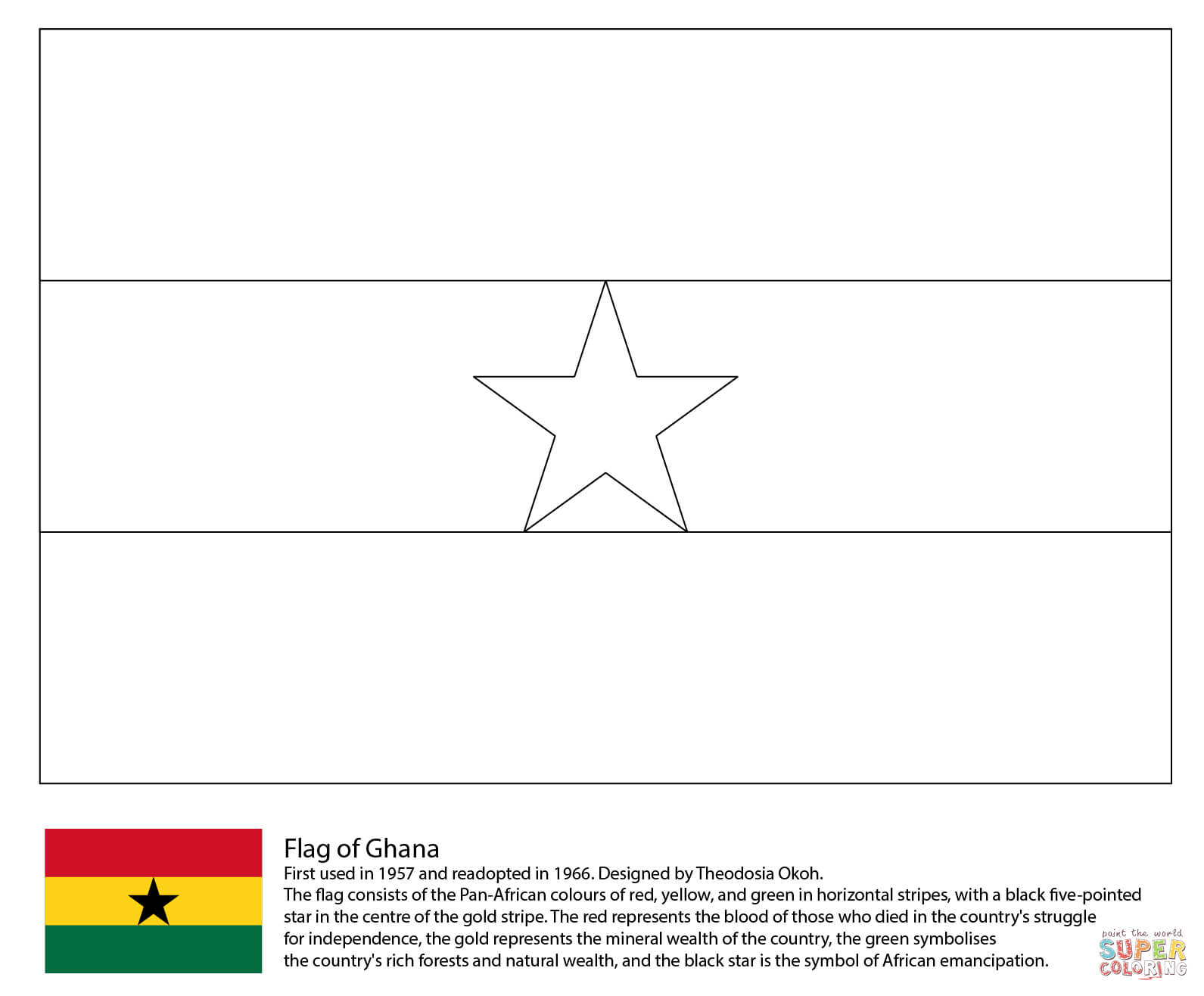 Ghana flag coloring page free printable coloring pages