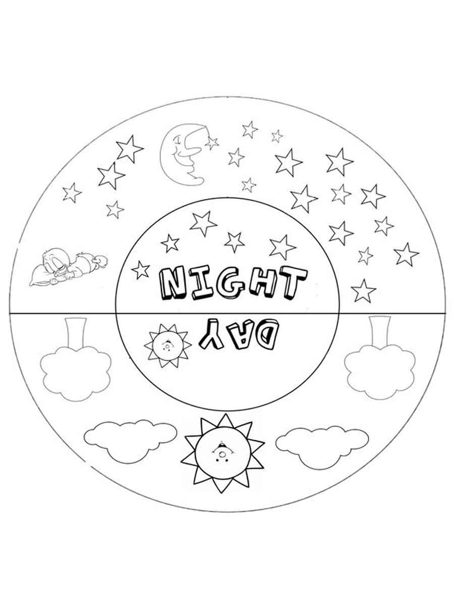 Day and night coloring pages