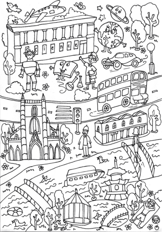 Science museum and battersea park coloring page free printable coloring pages