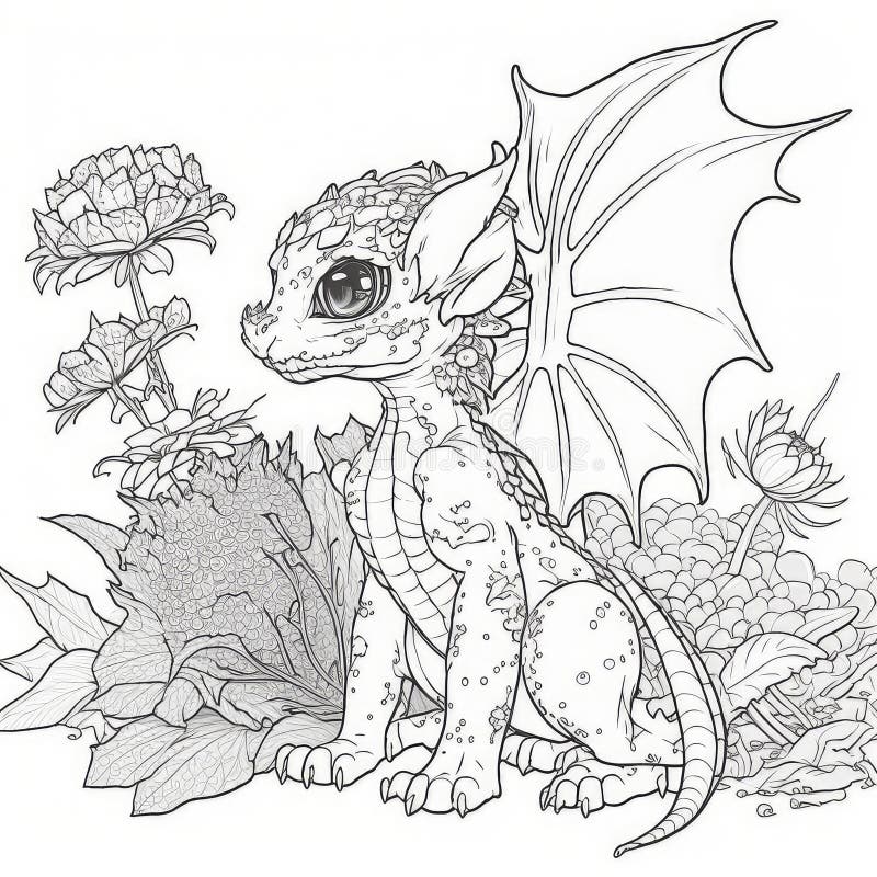 Dragon dreams intricate coloring pages for adult creativity stock illustration