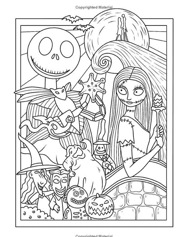 Nightmare before christmas adult colouring book gothic horror skulls tim burton