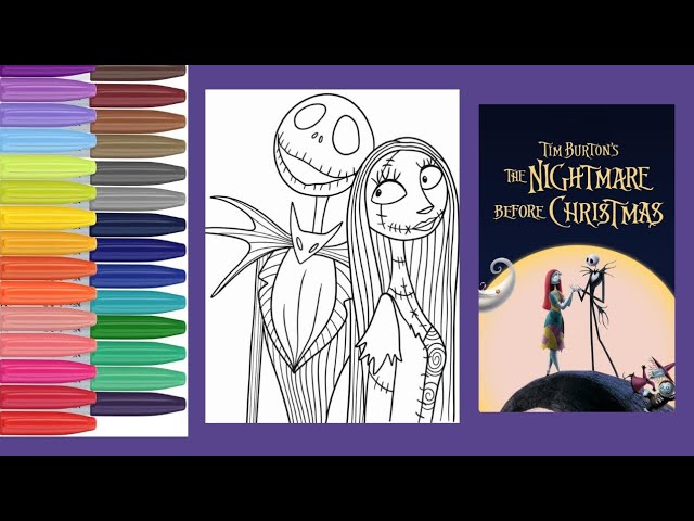 Jack and sally coloring book nightmare before christmas jack skellington coloring with markers