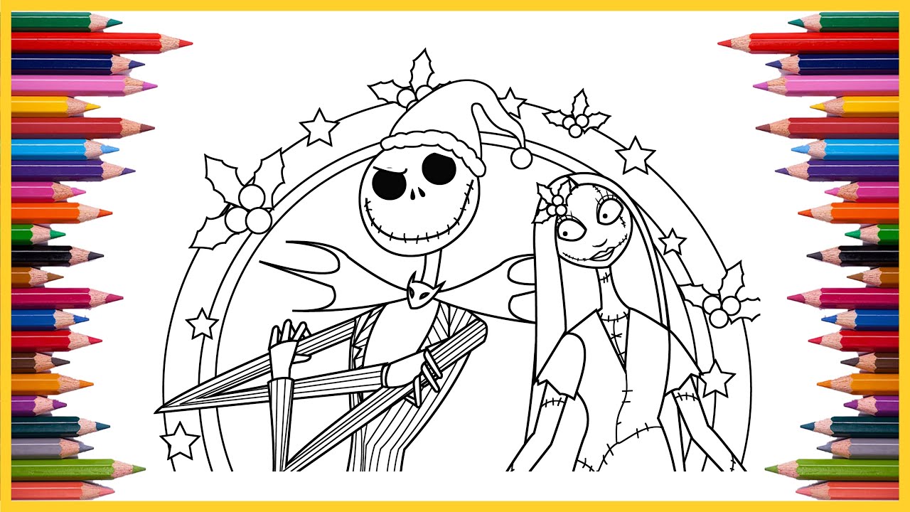 Jack skellington sally the nightare before christas colouring pages