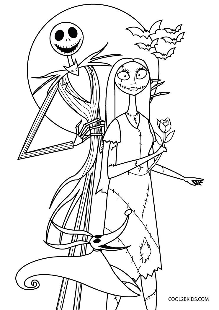 Free printable nightmare before christmas coloring pages for kids