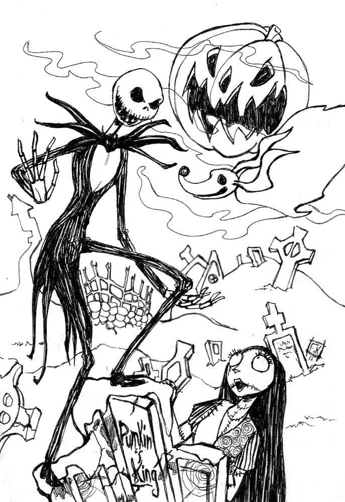 Nightmare before christmas coloring pages download and print