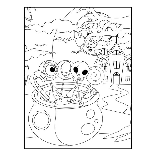 Premium vector halloween coloring pages for kids