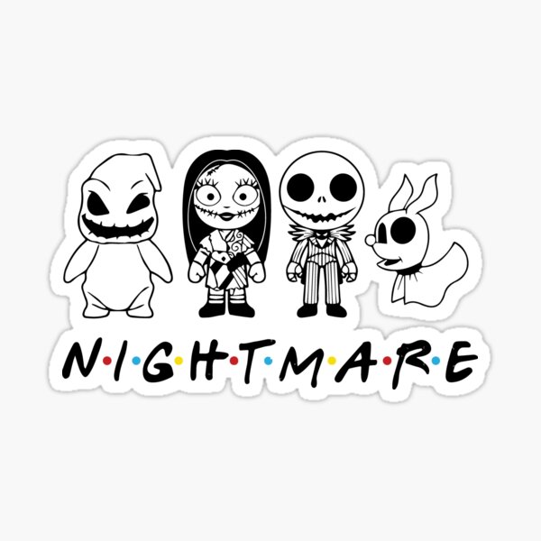 Friend halloween scary ghost nightmare before christmas shirt jack and sally with friends new sticker for sale by kameronhills