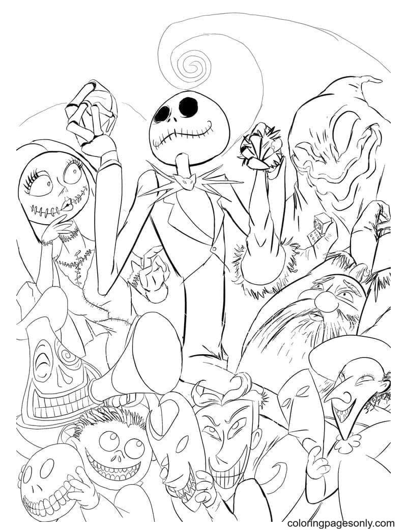 Nightmare before christmas coloring pages printable for free download