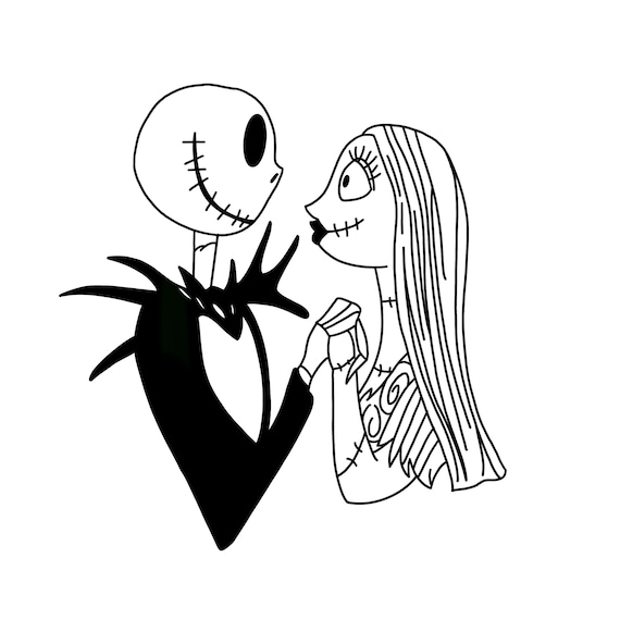 Jack and sally digital files the nightmare before christmas svgpngpdfjpeg halloween coloring pages kids coloring pages