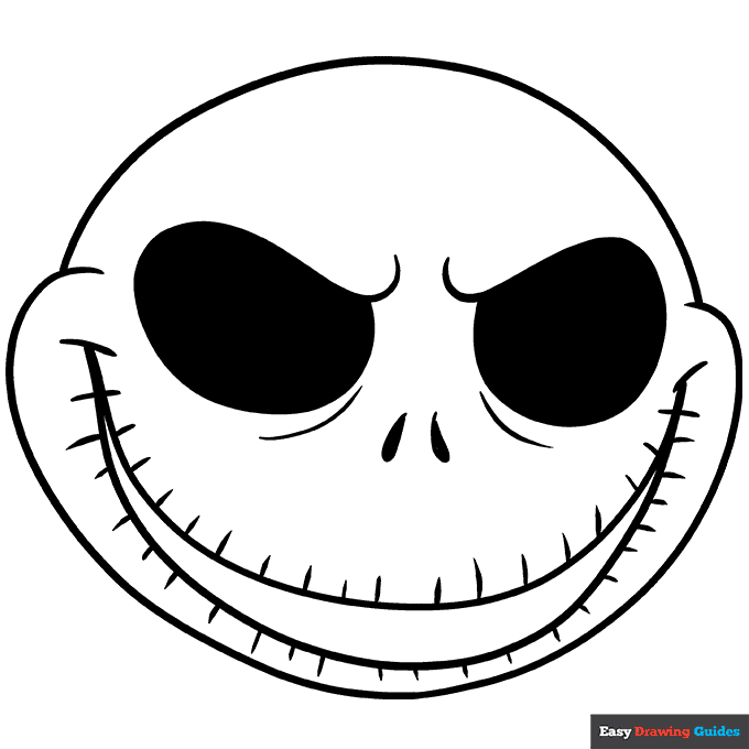 Jack skellington face coloring page easy drawing guides