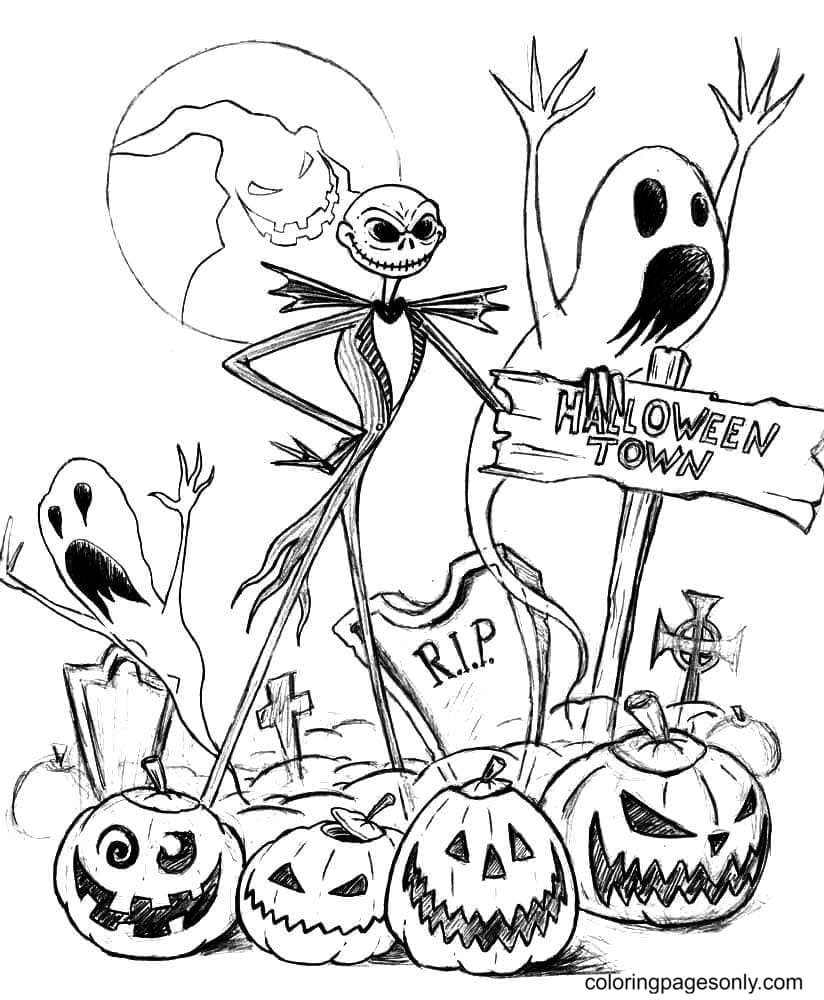 Nightmare before christmas coloring pages printable for free download