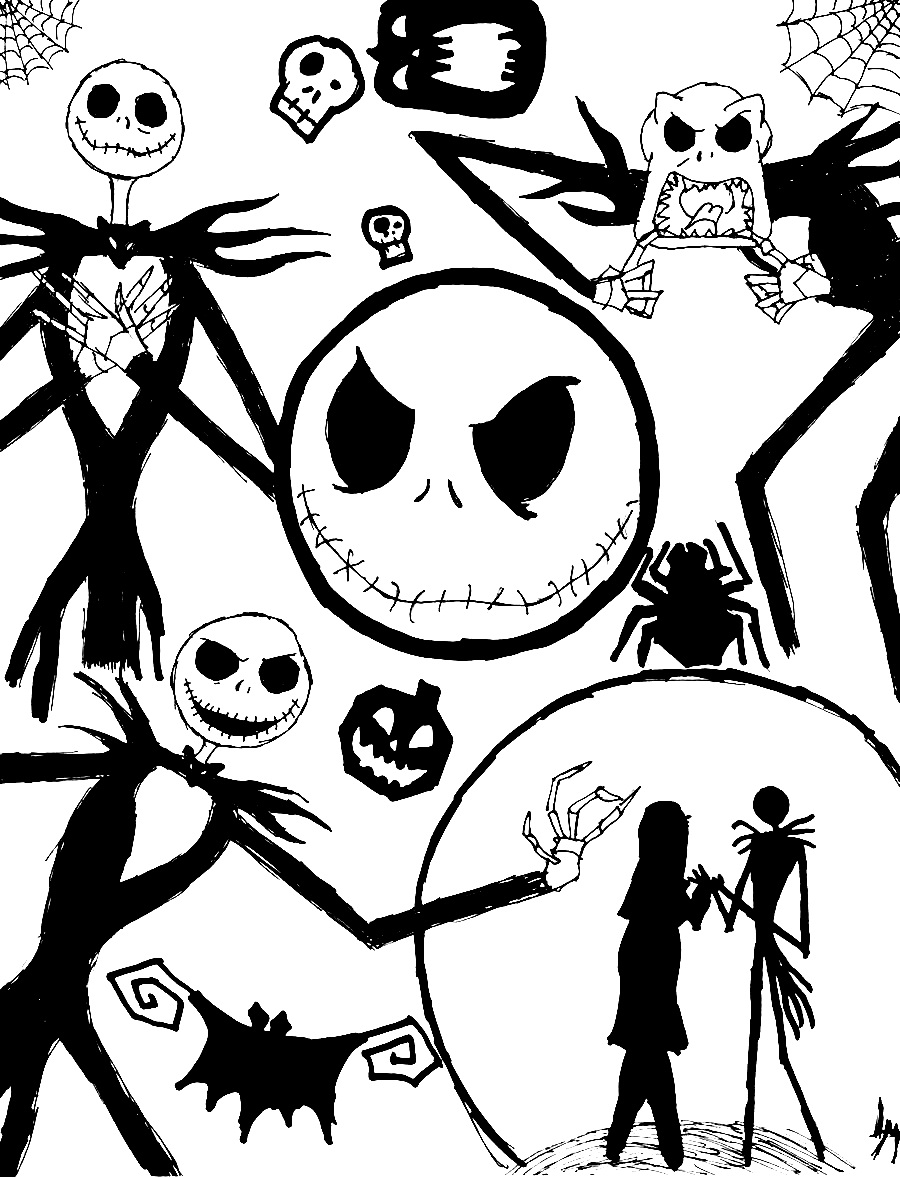 Free printable nightmare before christmas coloring pages