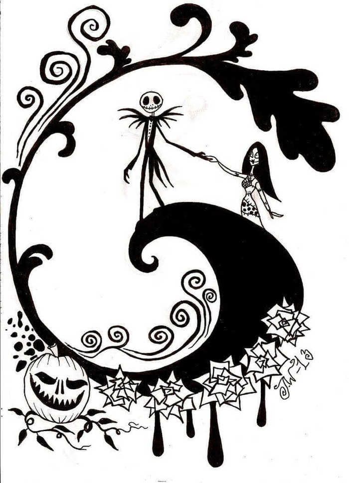 Spooky and fun nightmare before christmas coloring pages