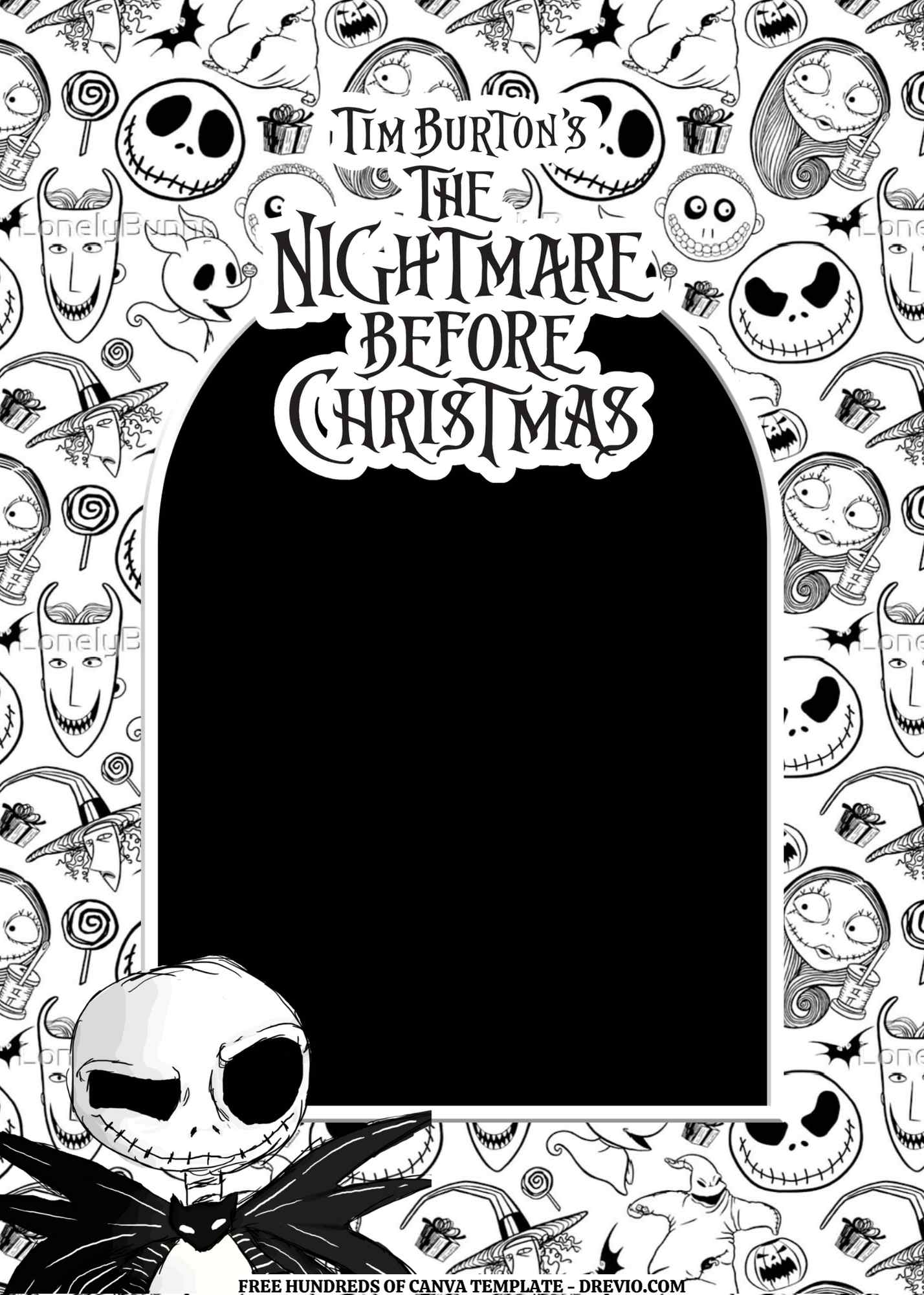 Free editable â the nightmare before christmas canva templates download hundreds free printable birthday invitation templates