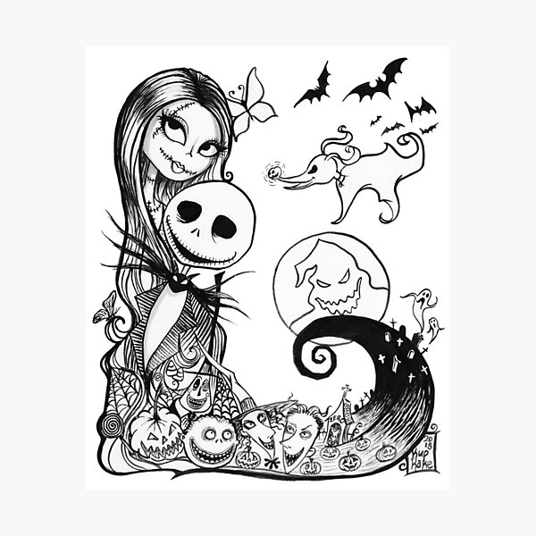 Nightmare before christmas jack and sally photographic print for sale by kupkake