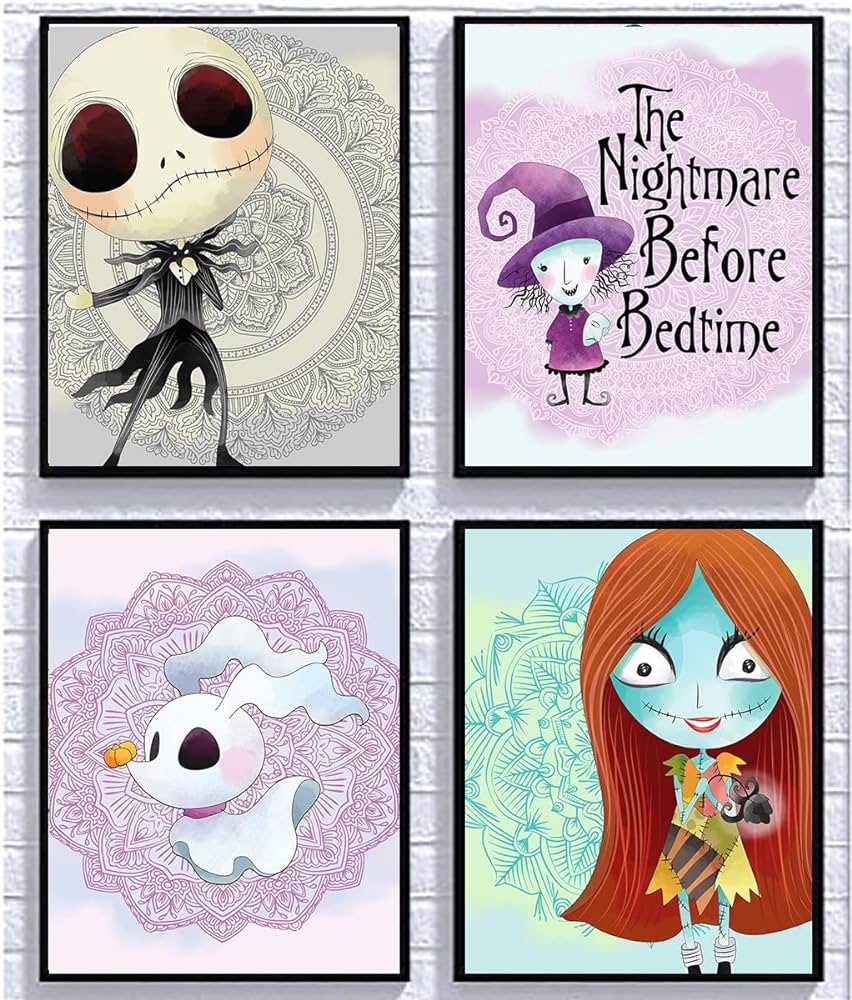 Silly goose gifts nightmare before christmas themed character wall art decor baby nursery love purple art set baby