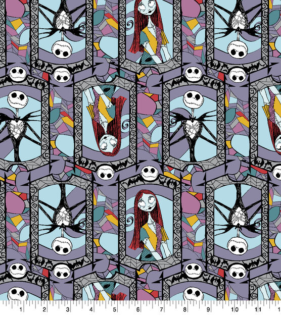 Jack sally stained glass nightmare before christmas cotton fabric