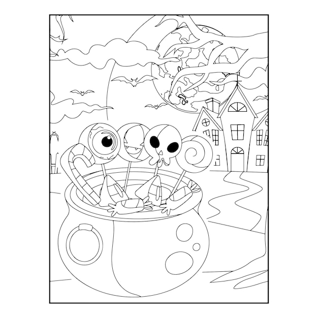 Premium vector halloween coloring pages for kids