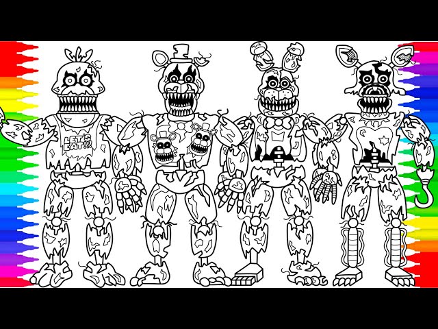 Five nights at freddys new coloring pages how to color fnaf nightmare animatronics ncs music