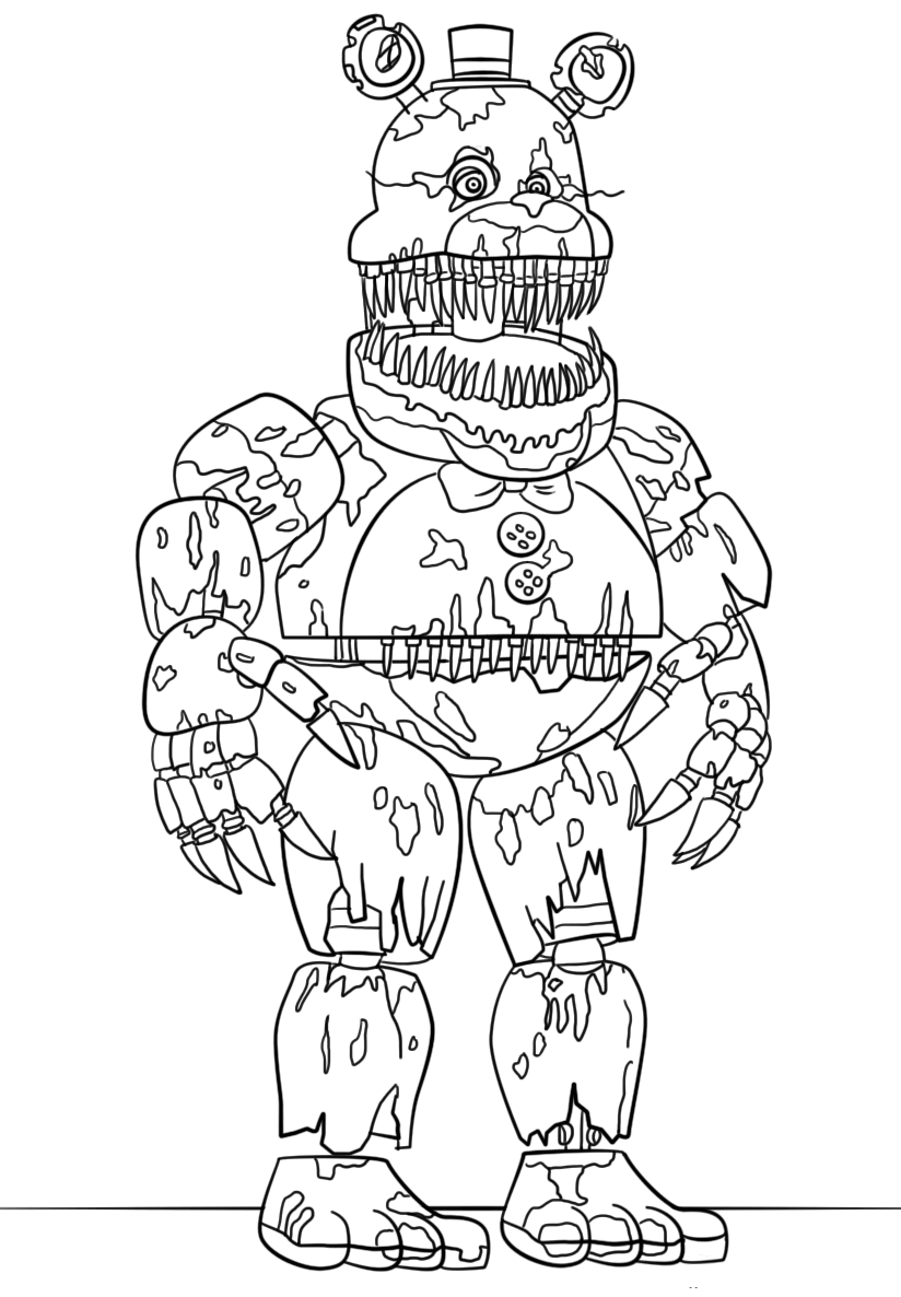 Printable nightmare freddy coloring page fnaf coloring pages animal coloring pages coloring books