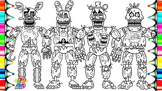 Five nights at freddys new coloring pages how to color fnaf nightare aniatronics ncs usic