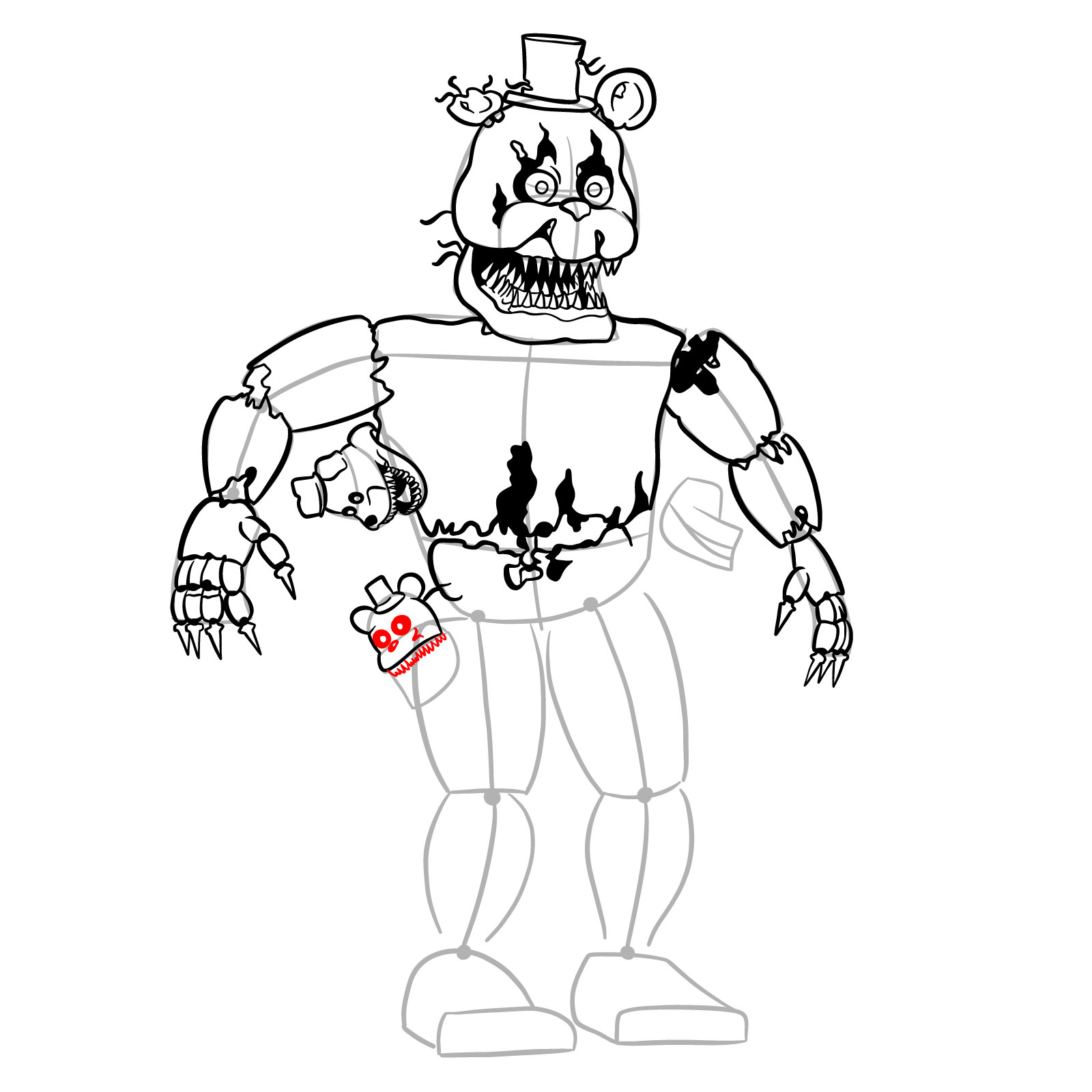 How to draw nightmare freddy