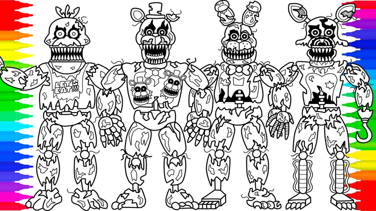 Five nights at freddys new coloring pages how to color fnaf nightmare animatronics ncs music