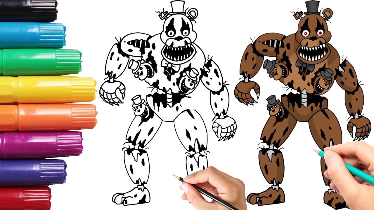 How to draw nightmare freddy five nights at freddys