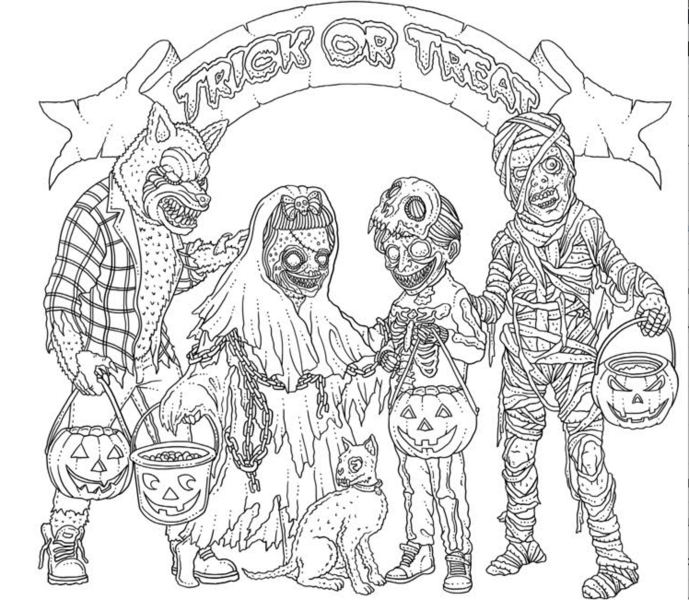 Preview of alan roberts newest the beauty of horror adult coloring book tricks and treats wire