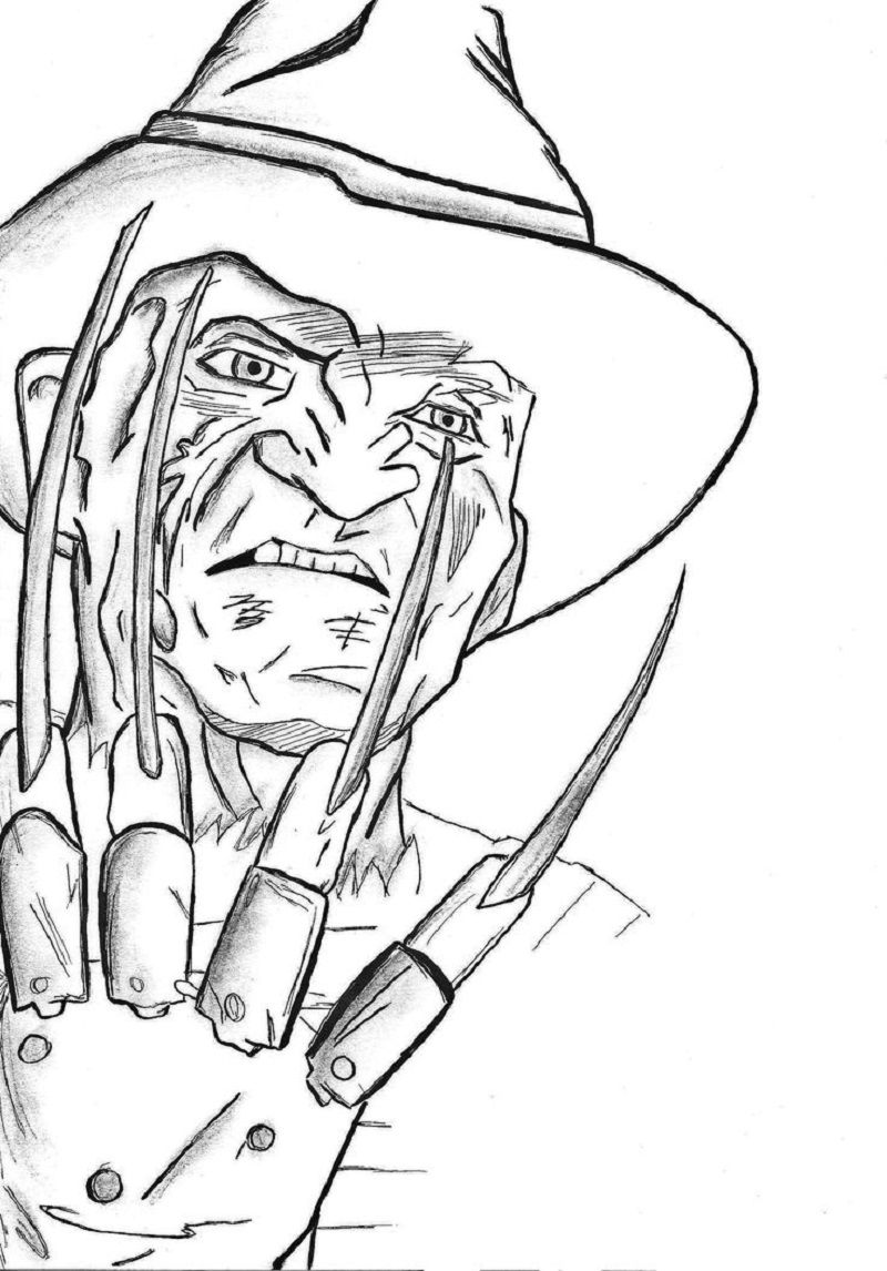 Freddy krueger coloring pages for free printable download educative printable monster coloring pages freddy krueger coloring pages