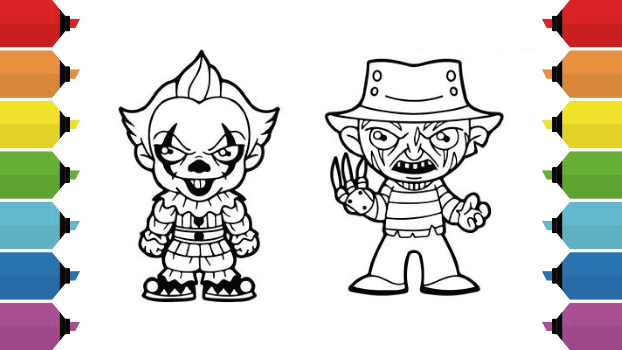 Coloring pennywise freddy krueger coloring page it nightmare on elm street