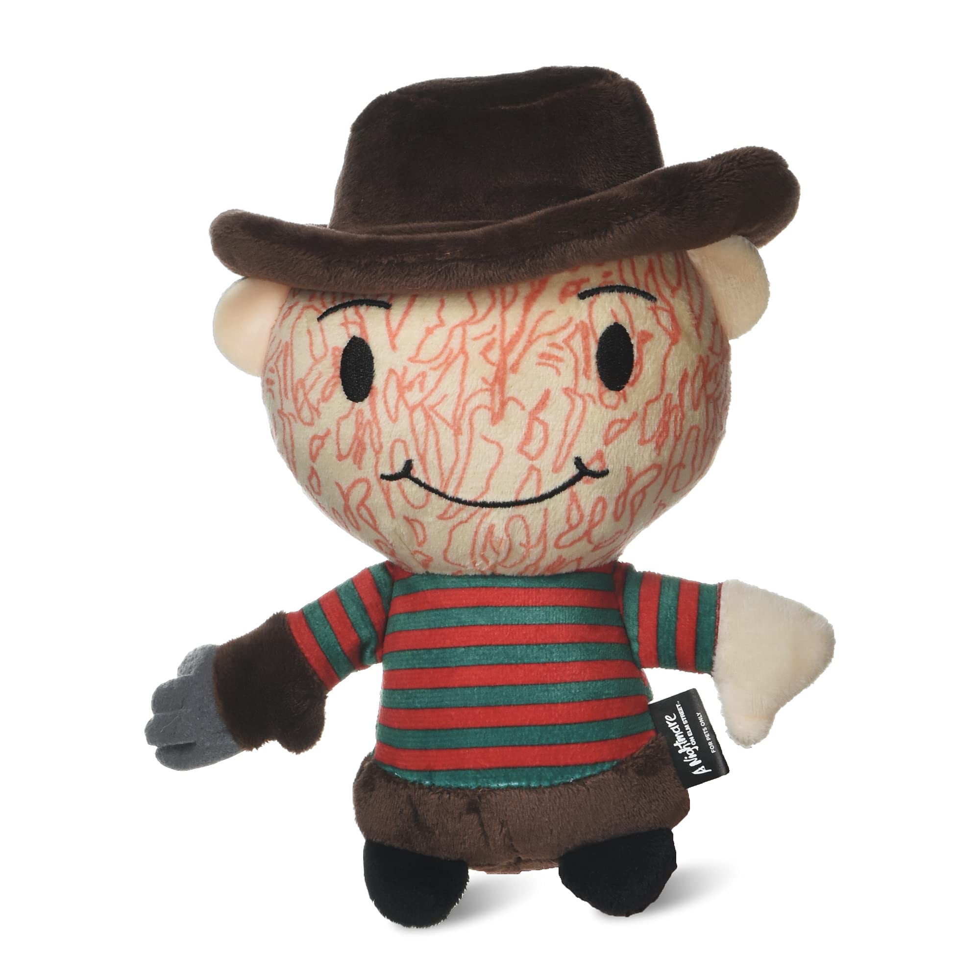 Pet supplies warner bros a nightmare on elm street horror movies freddy krueger figure plush dog toy medium dog toy nightmare on elm street collection squeaky dog toy halloween