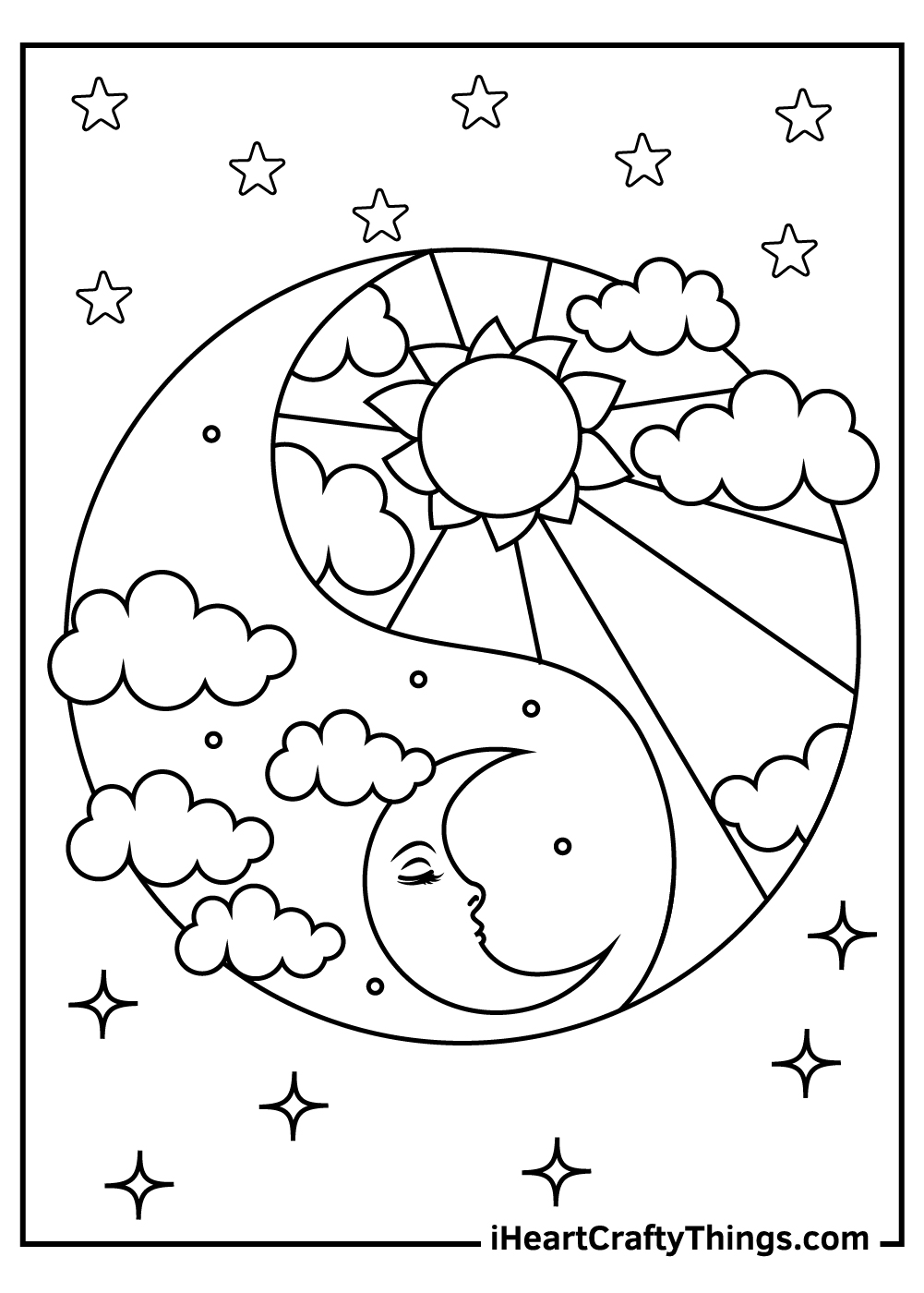 Sun and moon coloring pages free printables