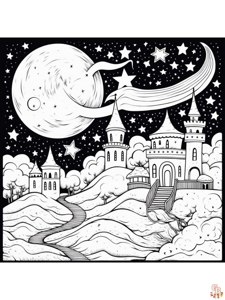 Printable night sky coloring pages free for kids and adults